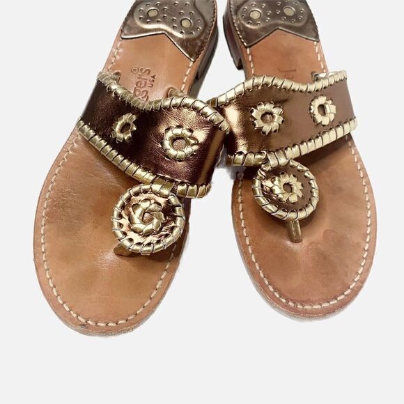 Jack Rogers Classic Jacks Bronze and Gold Leather Thong Sandals Women’s Size 7 M - Picture 5 of 6